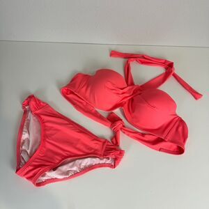 Coco Reed Coral Tie Top Bikini M Bottoms 36/38C Top